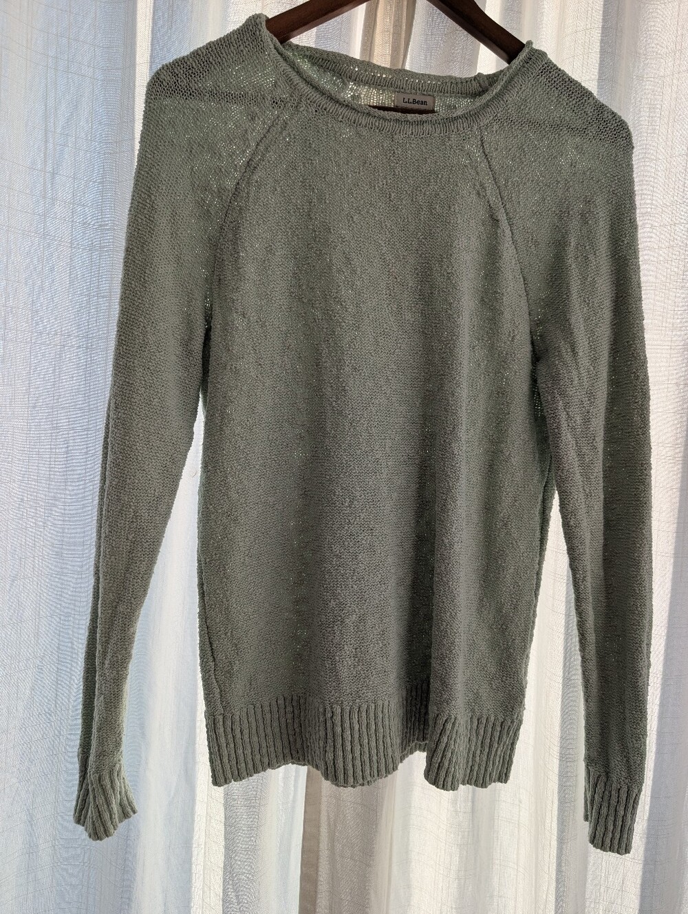 L.L. Bean Women's Crewneck Sweater in Light Sage Green | 100% Cotton